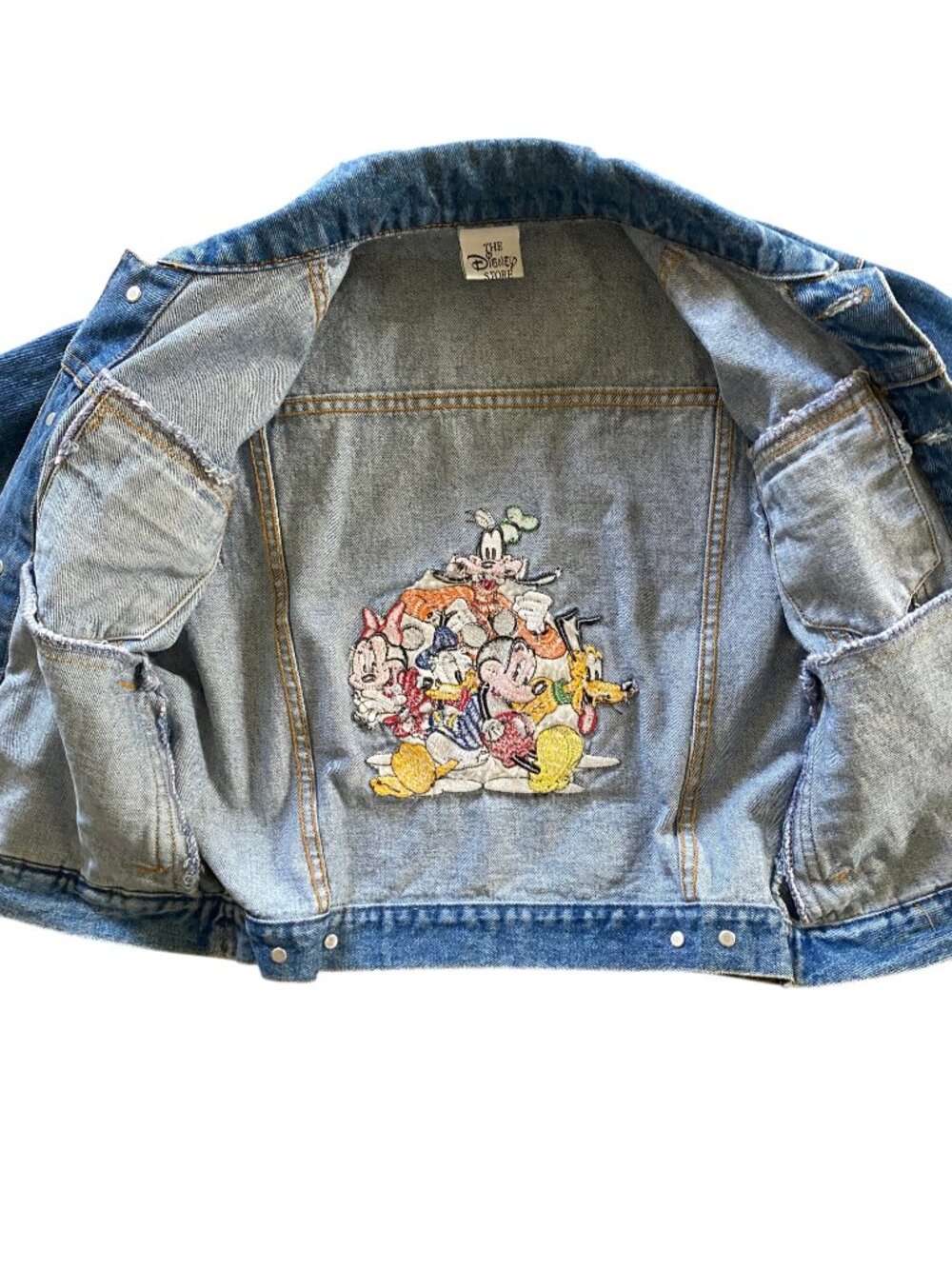 Vintage 90s Disney Store Mickey & Friends Embroidered Denim Jacket Med Wash - Picture 4 of 9